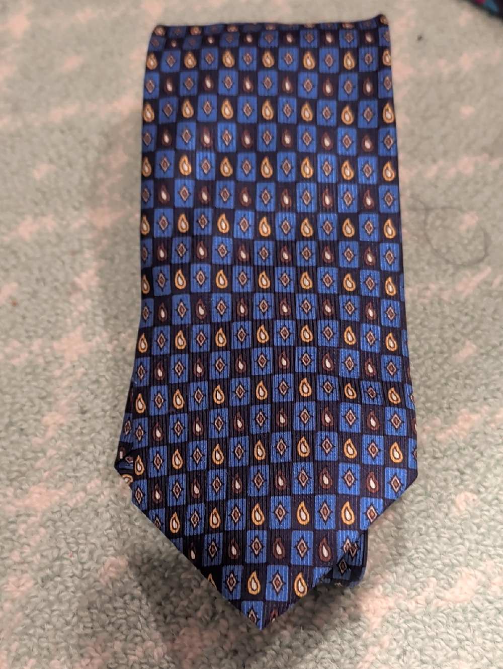 Borsalino navy & Blue geometric pattern tie.